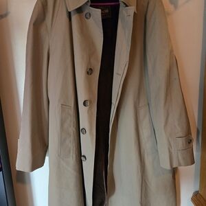 Botany 500 Men's Trench Coat Beige Brown Size 42 Short, Removable Lining Vintage